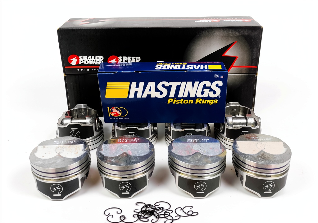 Piston kit installed in a classic Chevy engine block
