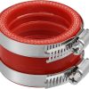 ACROPIX 45mm ID Rubber Red Motorcycle Carburetor Adapter Inlet Intake Pipe Manifold Adapter Boot Sleeve Interface with Clamps - Pack of 2-0