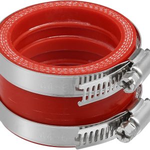 ACROPIX 45mm ID Rubber Red Motorcycle Carburetor Adapter Inlet Intake Pipe Manifold Adapter Boot Sleeve Interface with Clamps - Pack of 2-0