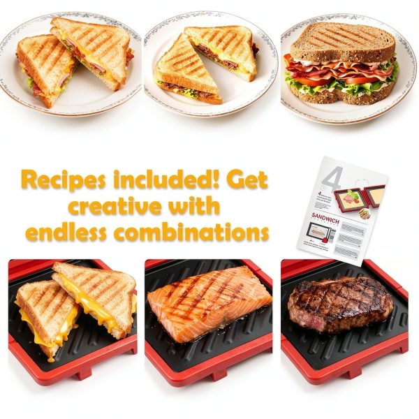Microwave Sandwich Maker AHJ Red Silicone Grill Portable Non-Stick-2
