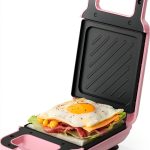 SIMPLUS Electric Sandwich Maker Pink Compact Non-Stick Panini Press-0