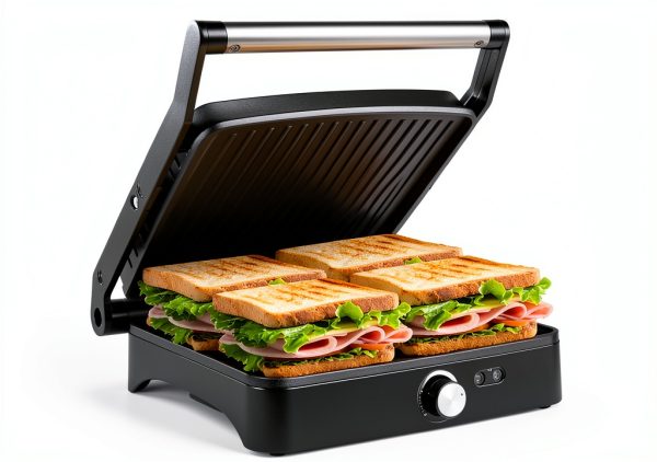 Panini Press Grill OSTBA 4‑Slice Non‑Stick Sandwich Maker 1200W Black-0
