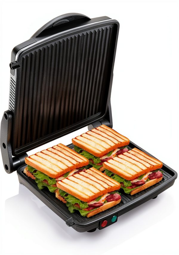 Panini Press Grill Yabano 4-Slice Non-Stick 11" x 9.8" Stainless Steel-0