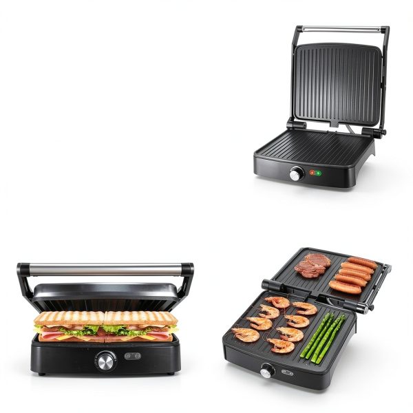 Panini Press Grill OSTBA 4‑Slice Non‑Stick Sandwich Maker 1200W Black-1